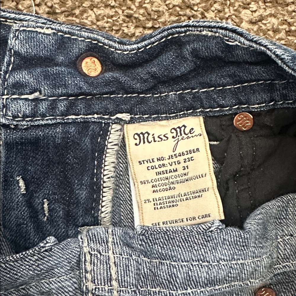 Miss Me Dark Blue Boot Cut Jeans with Silver Details - Picture 7 of 7